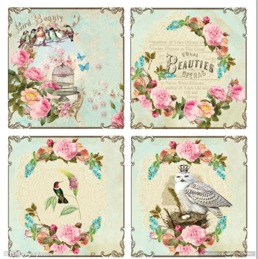 装饰画 无框画  欧美花纹