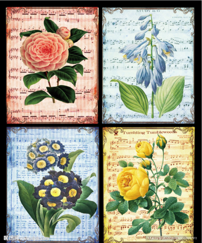 装饰画 无框画  欧美花纹