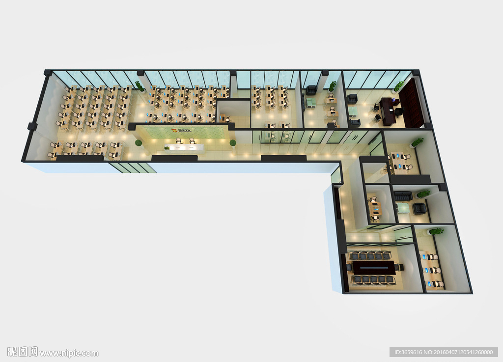 办公室 鸟瞰效果图