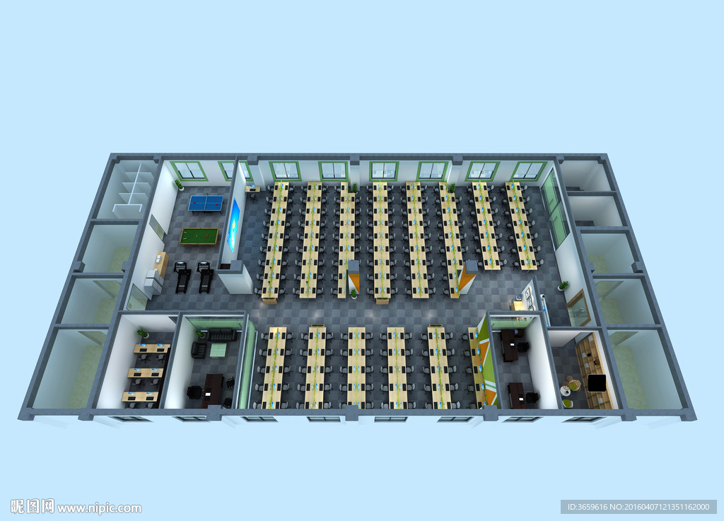 办公室 鸟瞰效果图