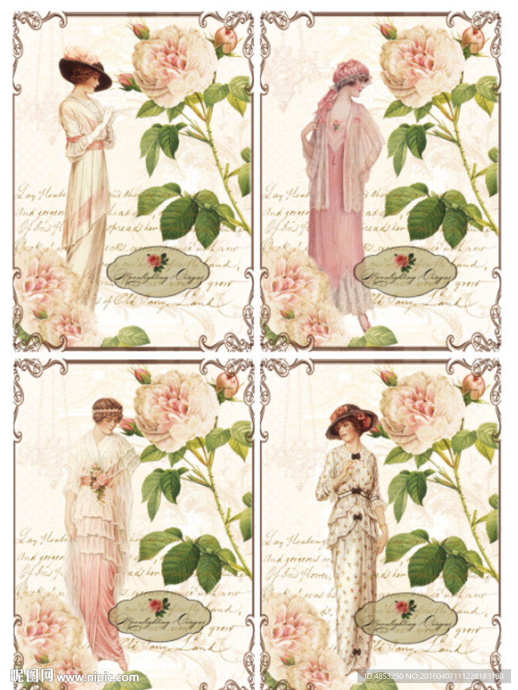 装饰画 无框画  欧美花纹