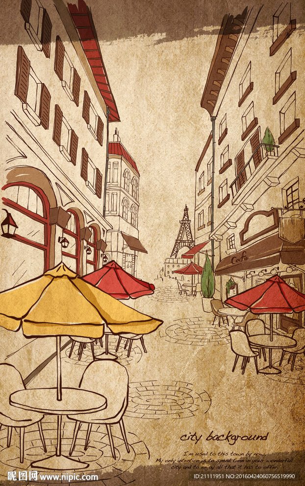 复古街景玄关壁纸