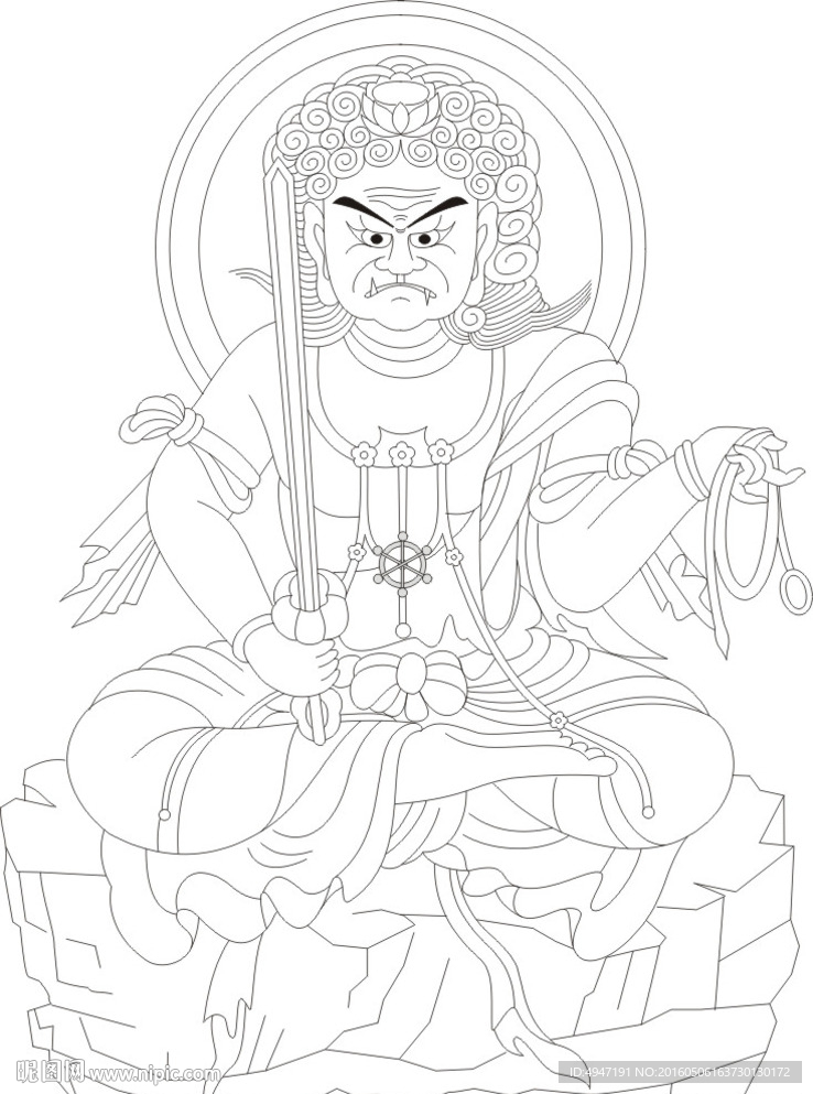 不动明王线描画