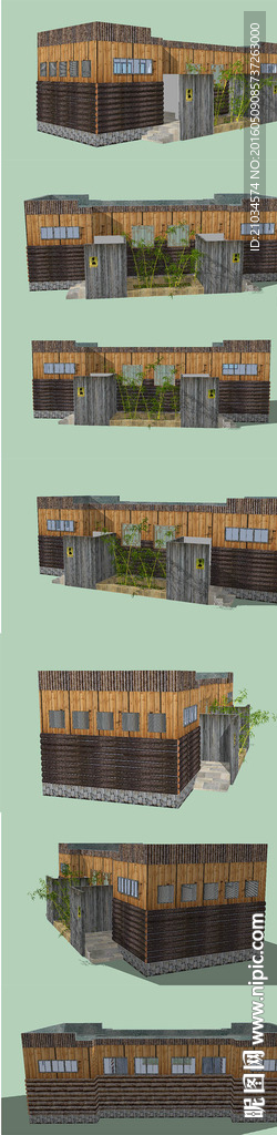 公园防腐木厕所SU模型设计