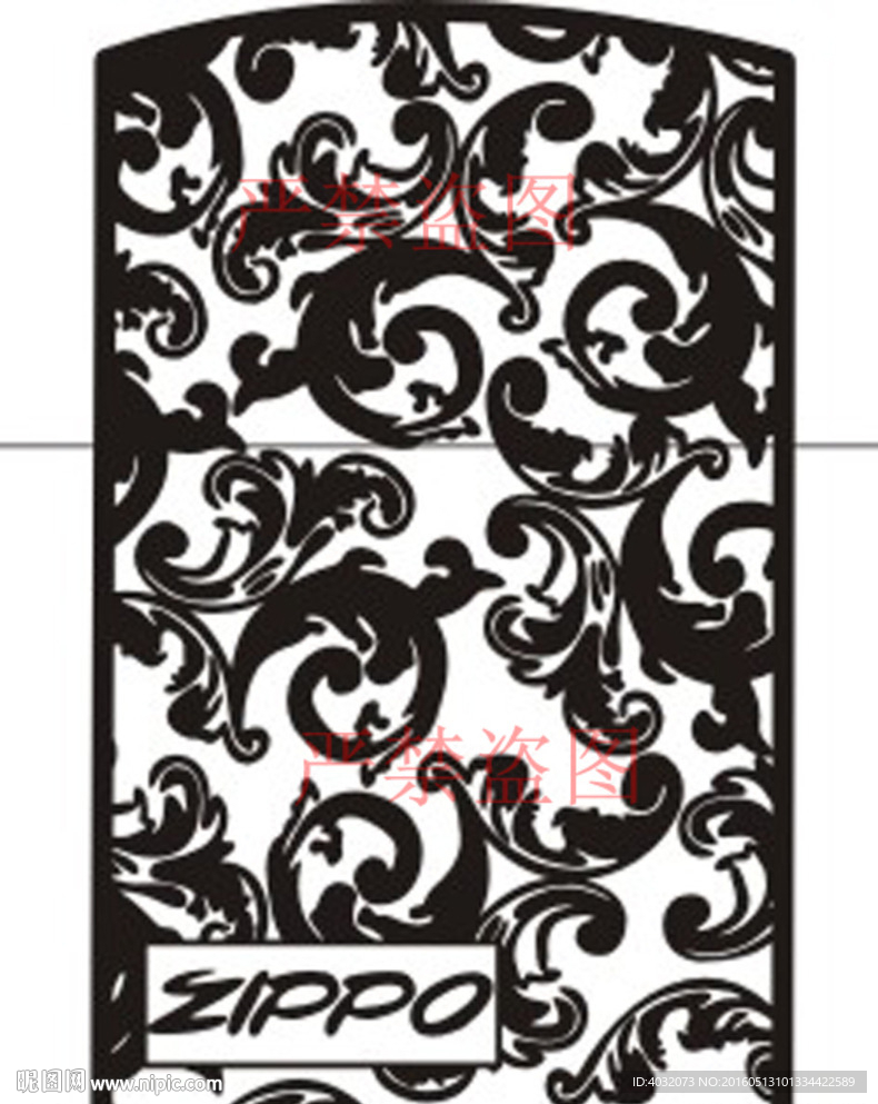 欧式植物花纹打火机雕刻矢量图