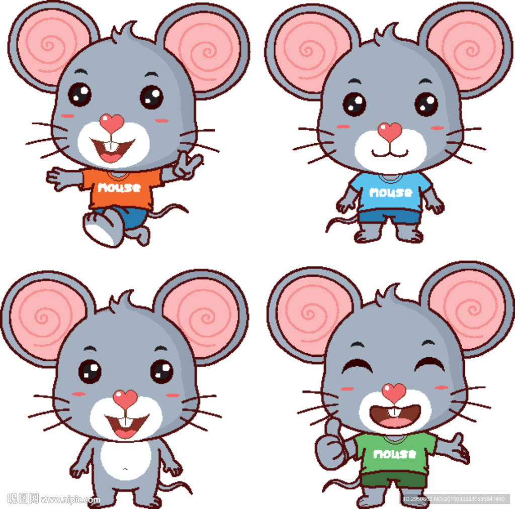 卡通小老鼠矢量造型图