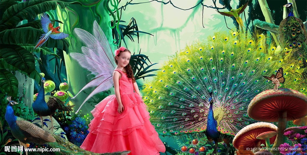 蜻蜓女孩森林王国主题写真背景板