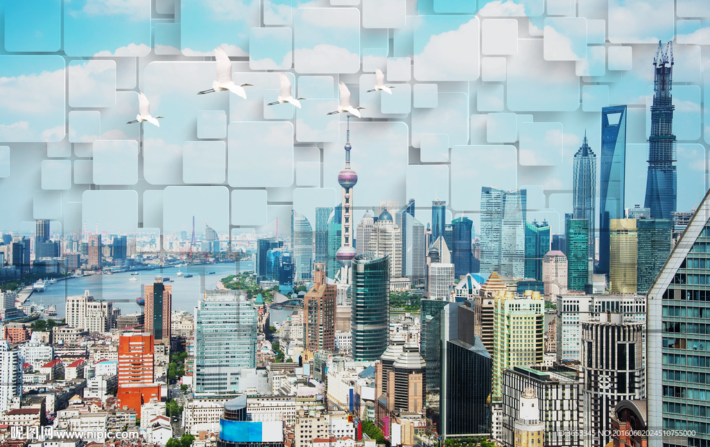 城市建筑立体背景墙