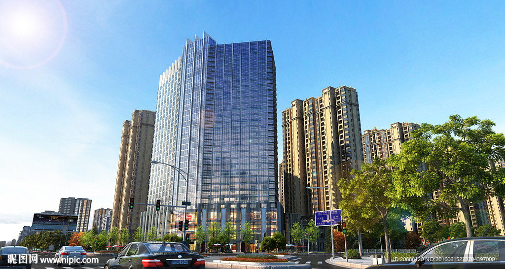 仰视写字楼动画 小区楼盘