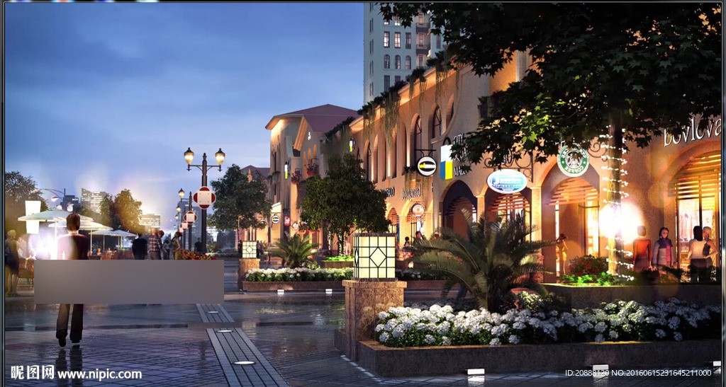 夜景商业街  步行街动画