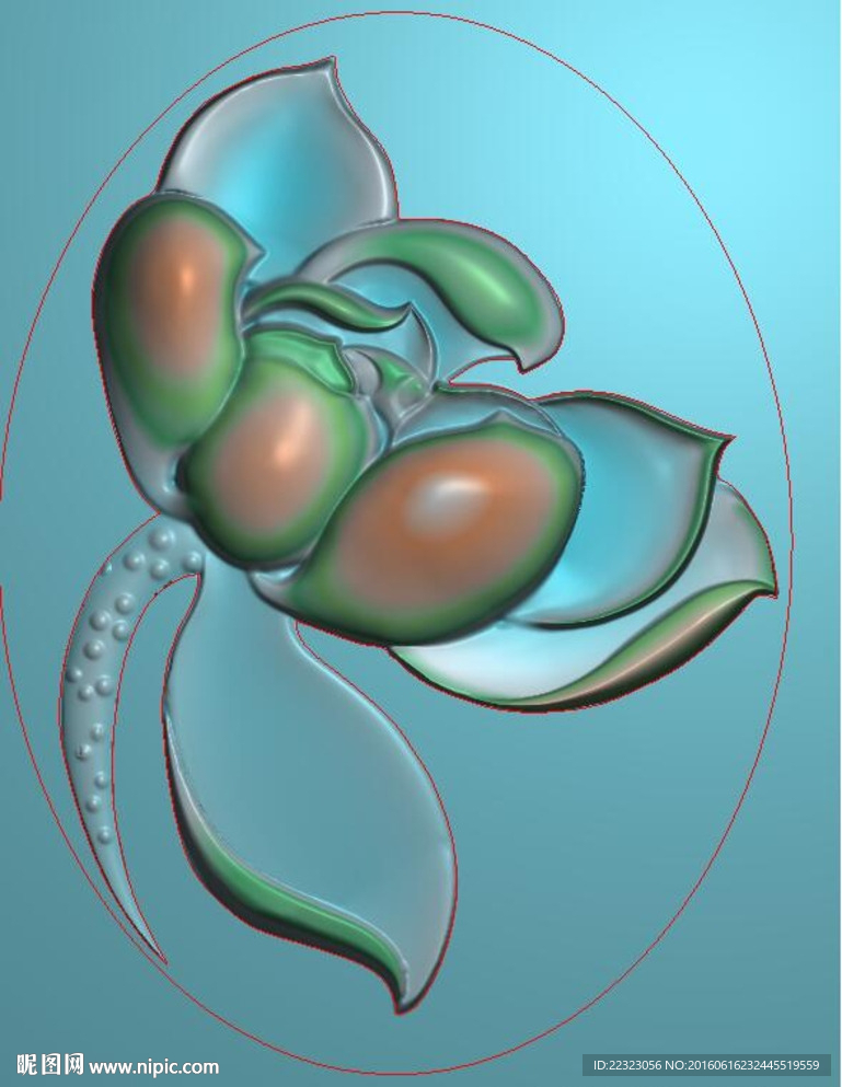 荷花莲花挂件牌子精雕图灰度浮雕