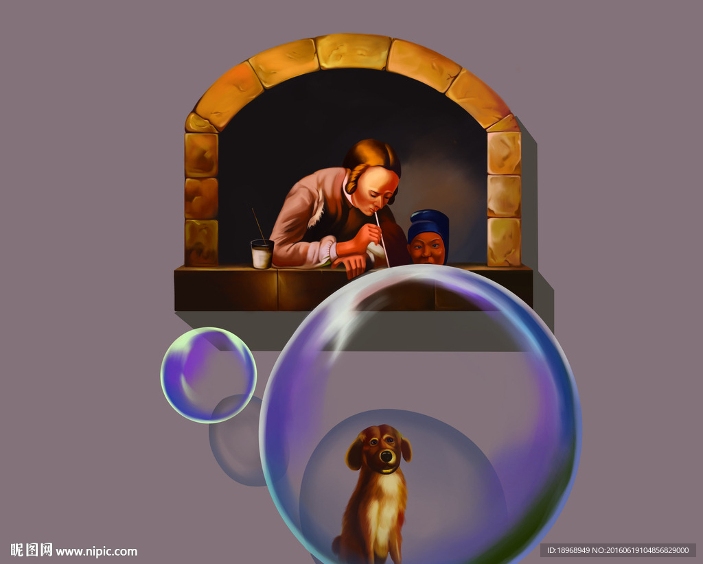 3D立体墙画 吹泡泡