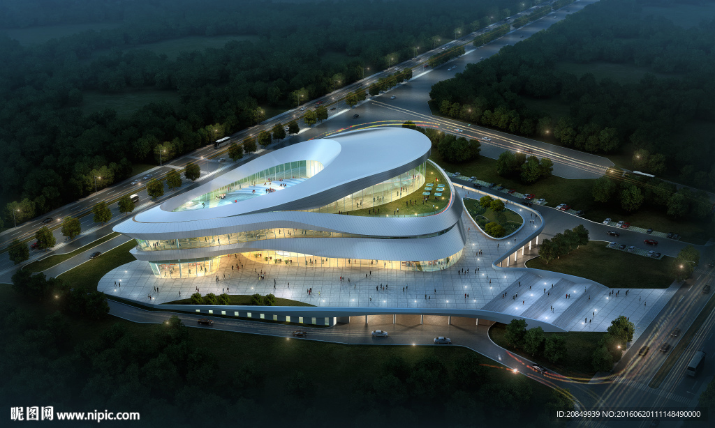 体育馆鸟瞰夜景