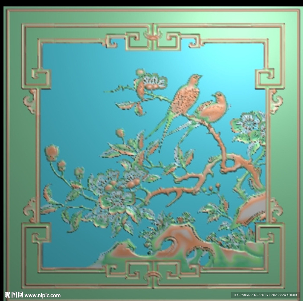 海棠花海昙花梅花花鸟牡丹精雕图