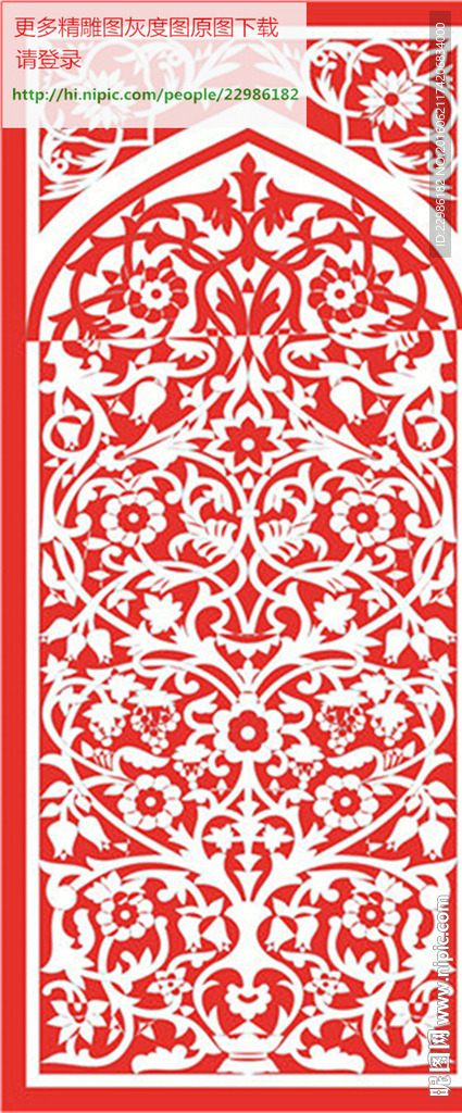 洋花花纹屏风镂空通花窗格矢量