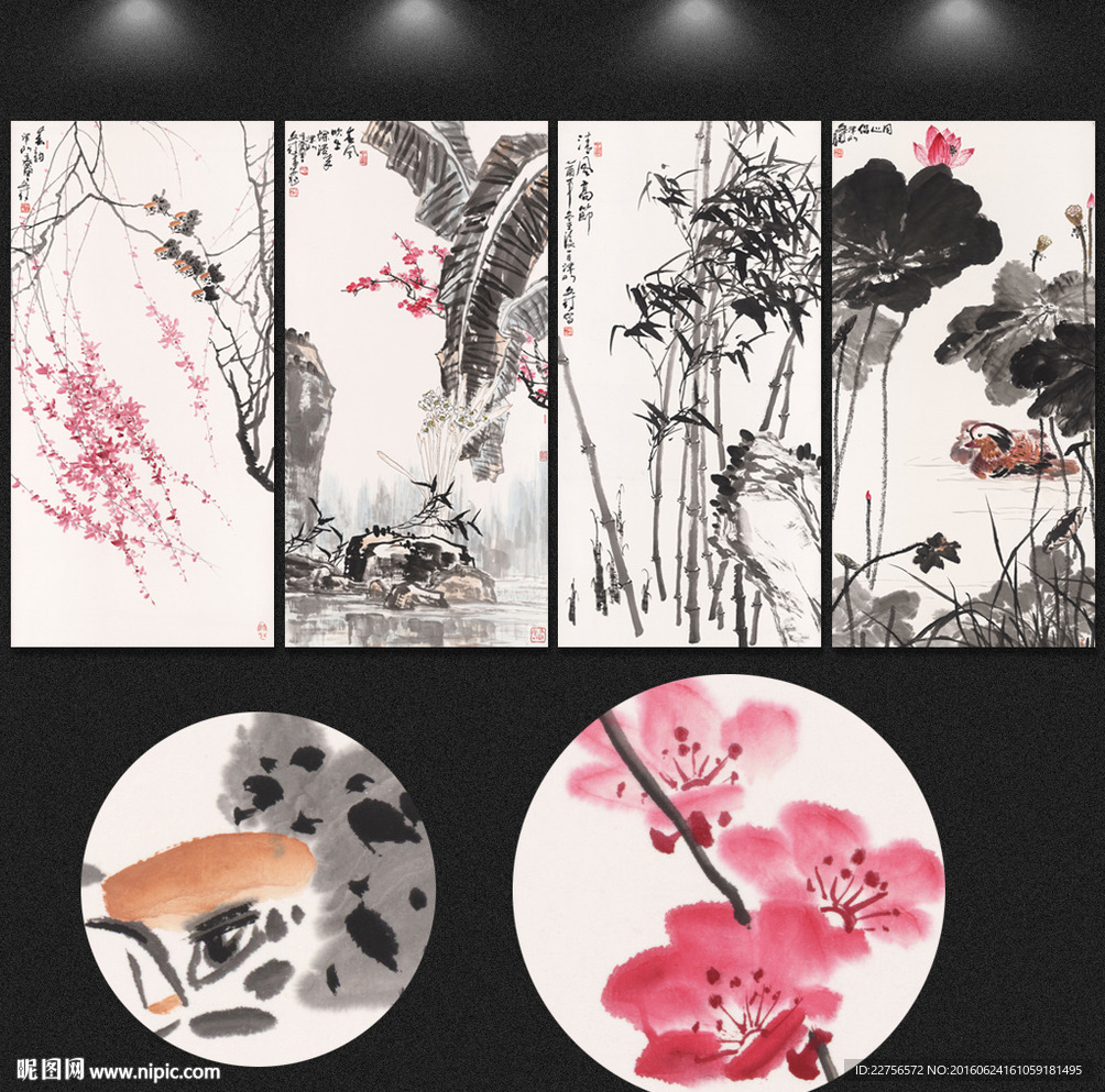 水墨花鸟装饰画