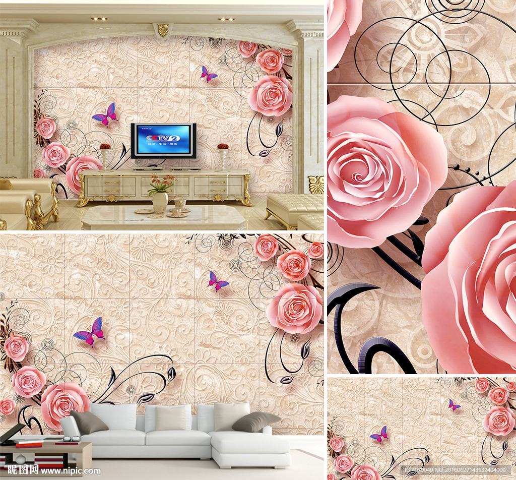 欧式石材浮雕电视沙发背景墙