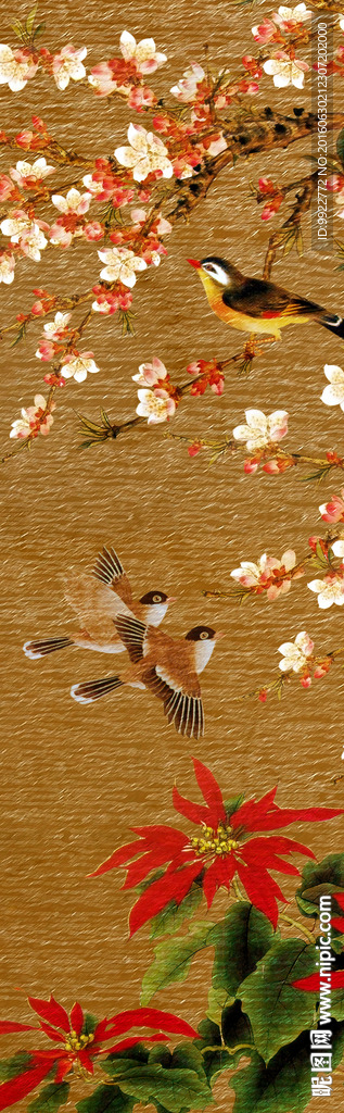 花鸟屏风 条屏 移门