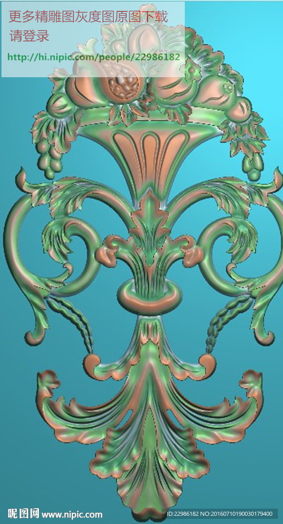 水果葡萄洋花门上花精雕图