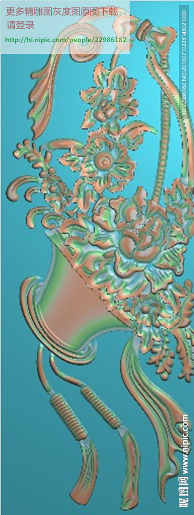 花篮洋花牡丹玫瑰花精雕图