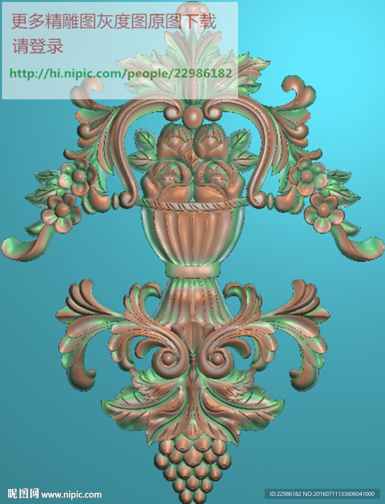 葡萄洋花门上花精雕图