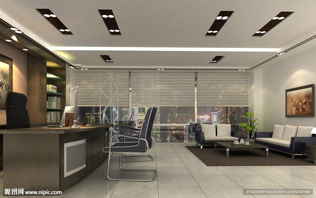 总经理办公室设计效果3D模型