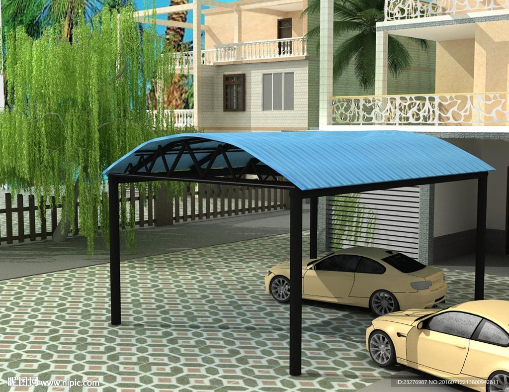 别墅车棚设计效果3D模型