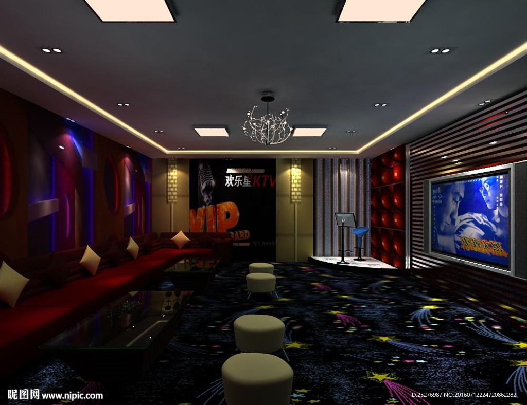 KTV大包厢设计效果3D模型