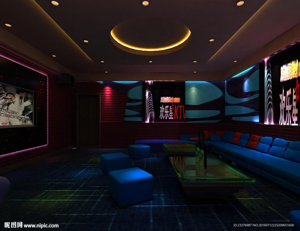 KTV中包厢设计效果3D模型