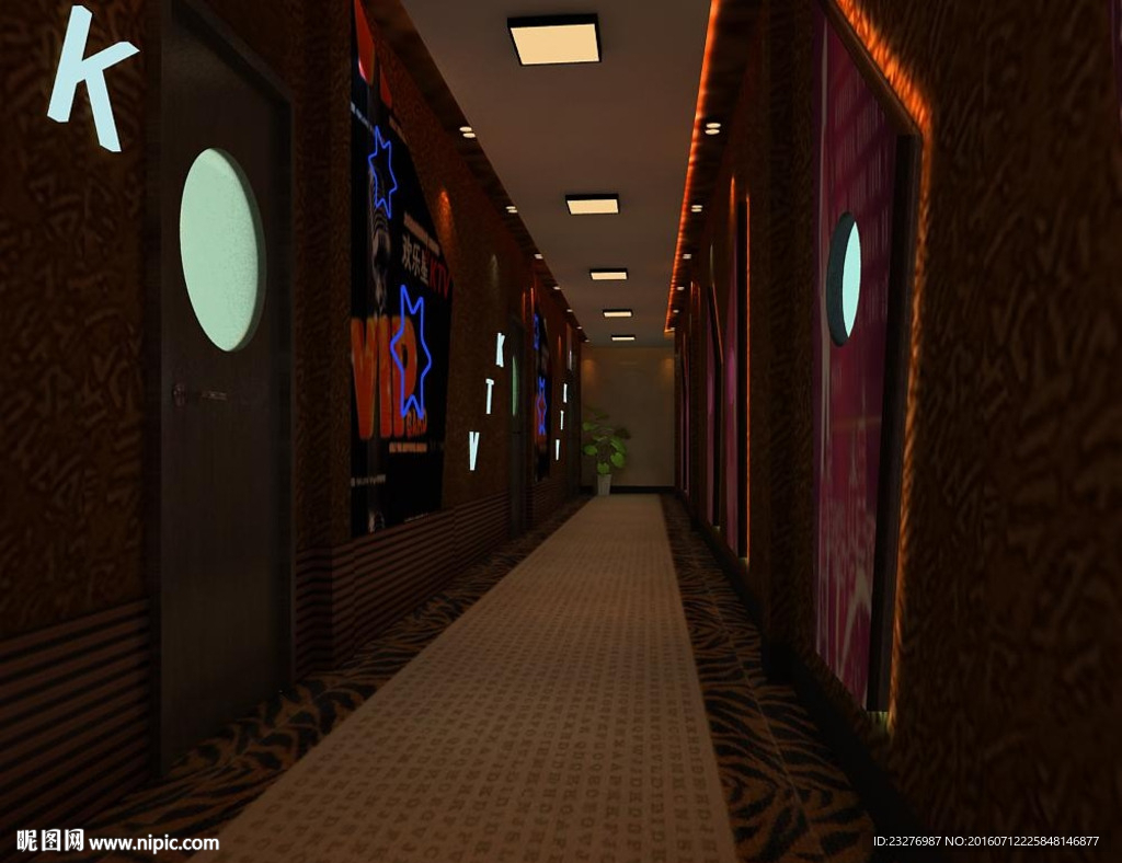 KTV走廊设计效果3D模型