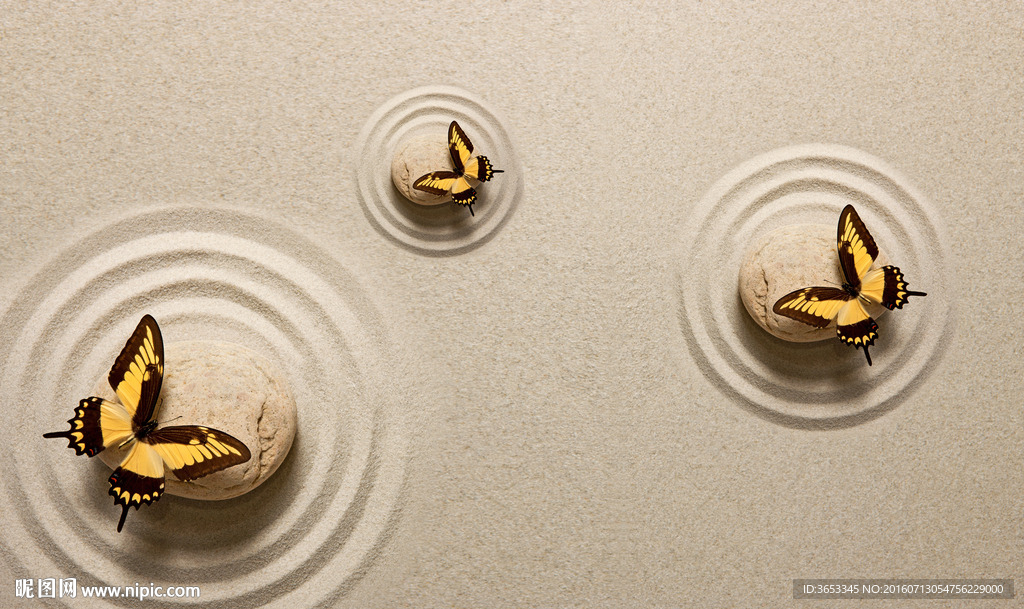 高清立体地画蝴蝶3D背景墙