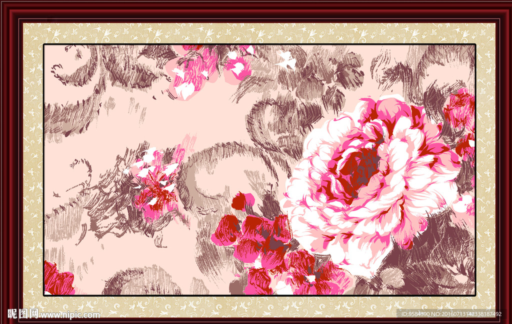 牡丹花卉装饰画无框画