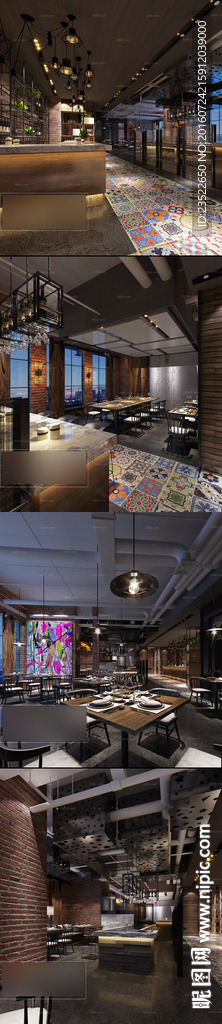 工业风餐厅整套效果图