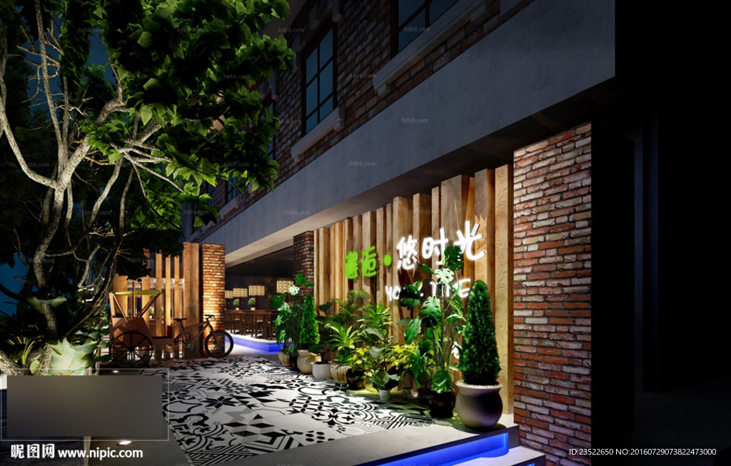 绿化墙 咖啡厅门头设计