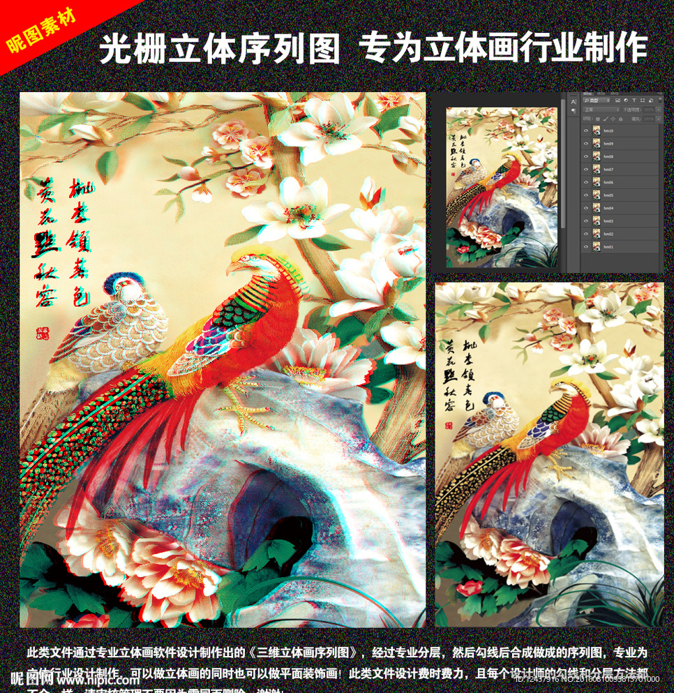 鸟光栅立体序列图