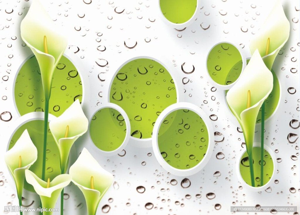 3D水珠马蹄莲背景墙