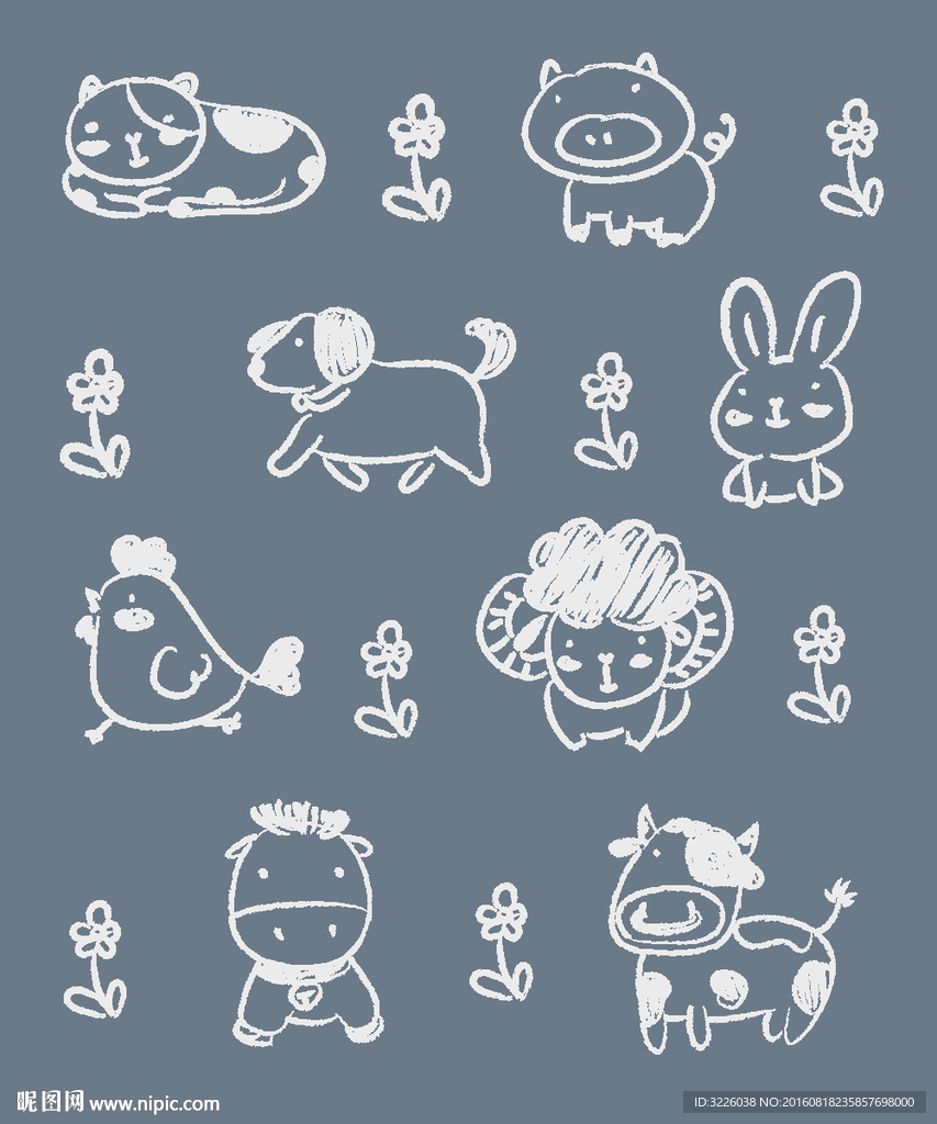 可爱卡通铅笔画矢量图1