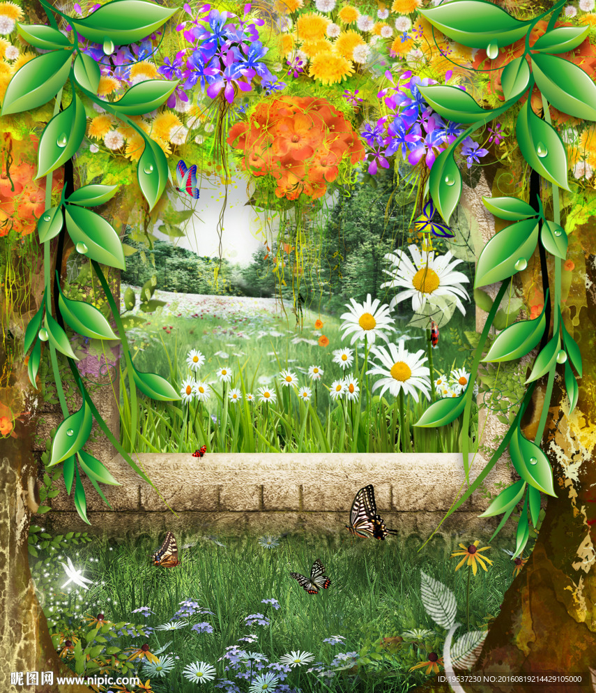 3D立体浪漫背景墙