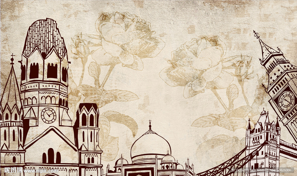 北欧复古怀旧城堡剪影