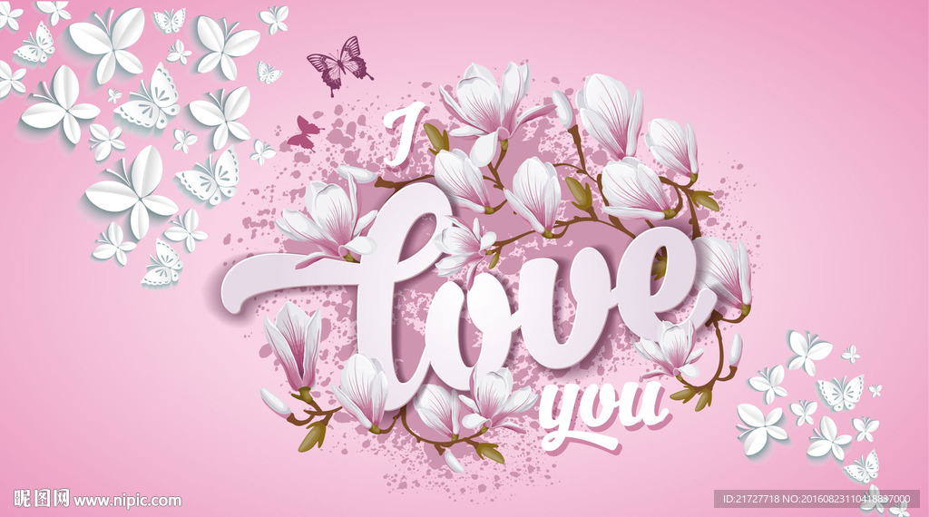 温馨烂漫蝴蝶飞舞粉色爱壁纸