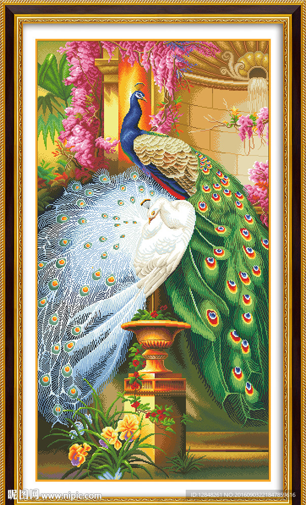 孔雀 钻石画源文件