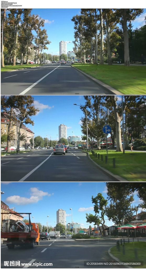 在城镇公路上开车穿梭