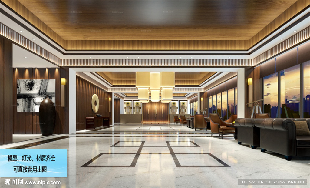 中式接待区 中式过道