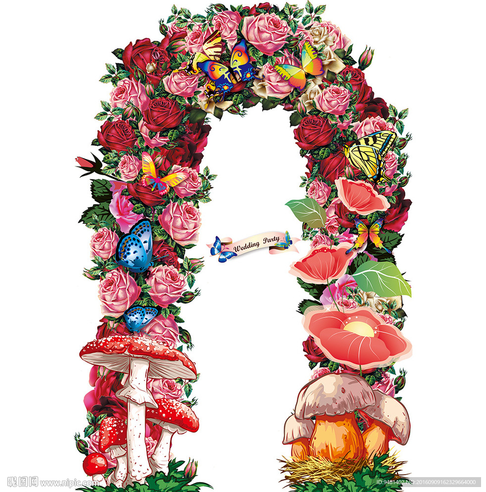 森系花卉拱门爱丽丝婚礼ps