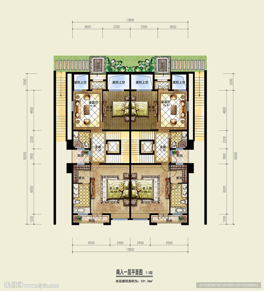 别墅户型彩色平面图