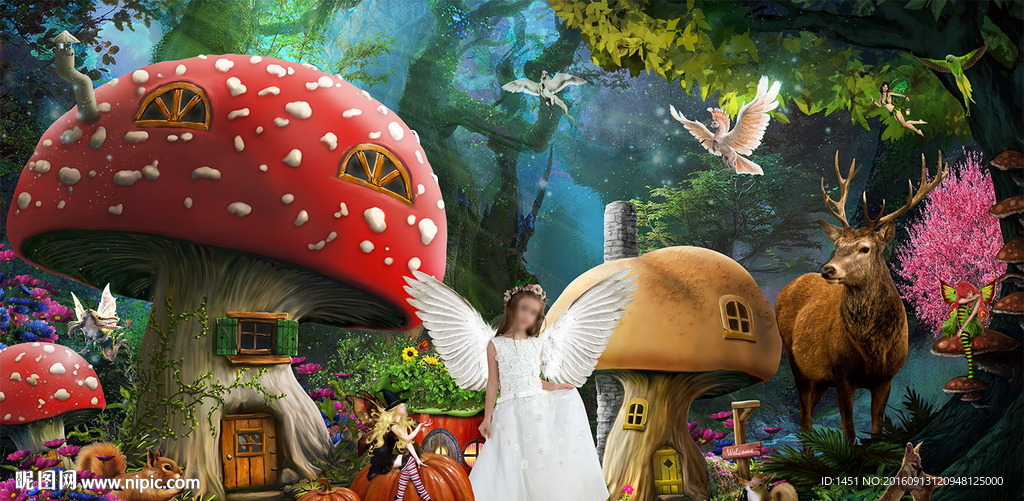 蘑菇城堡梦幻乐园儿童写真模板