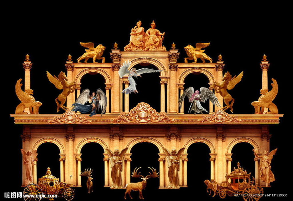 黄金女神宫殿舞台背景板