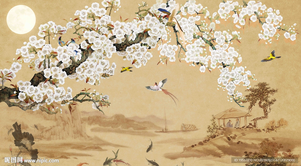 复古花鸟装饰画