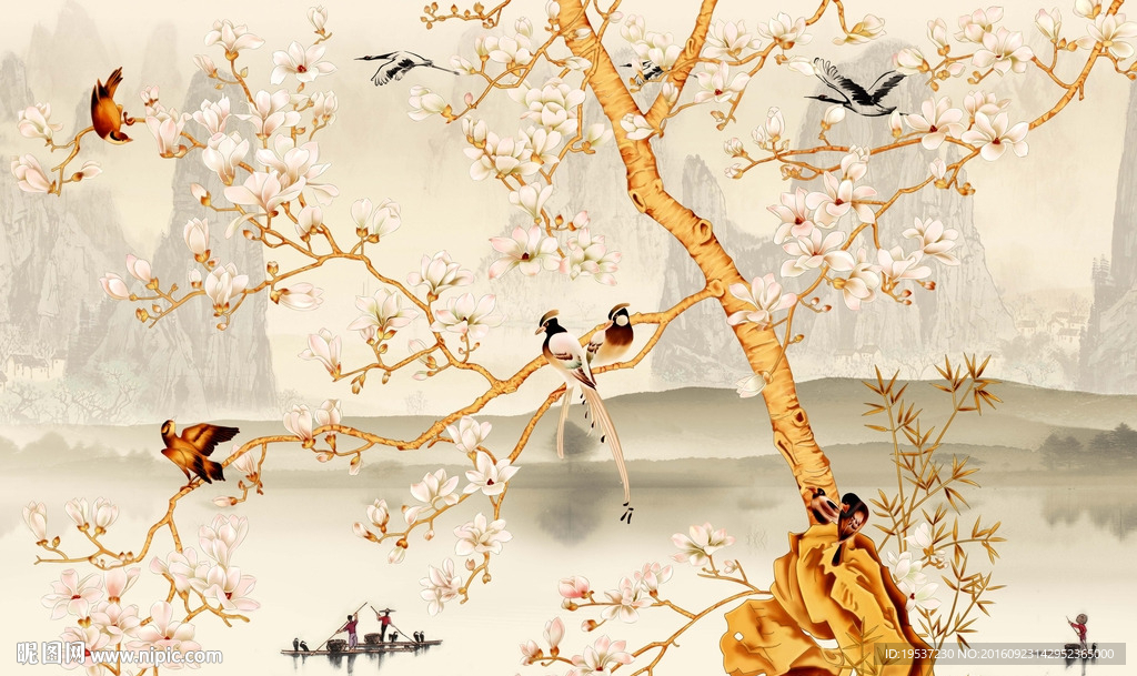 复古花鸟装饰画