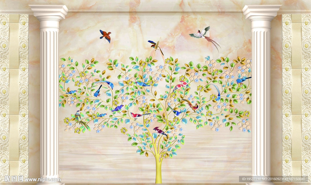 幸福树欧式背景墙